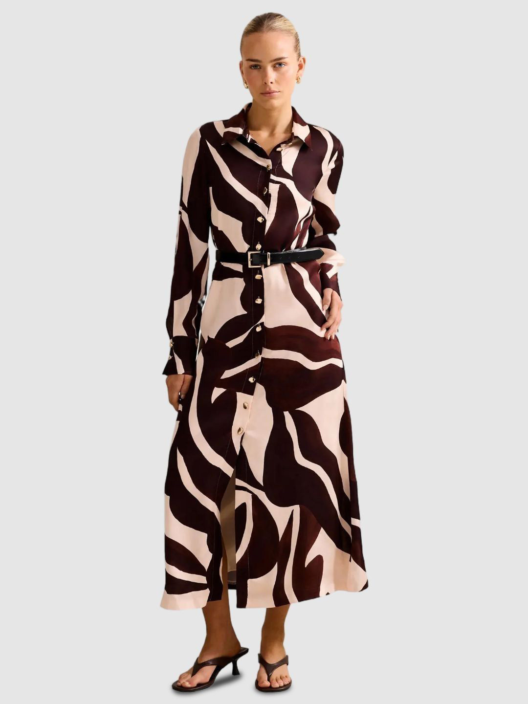 Forever New Women Printed Shirt Midi Dress
