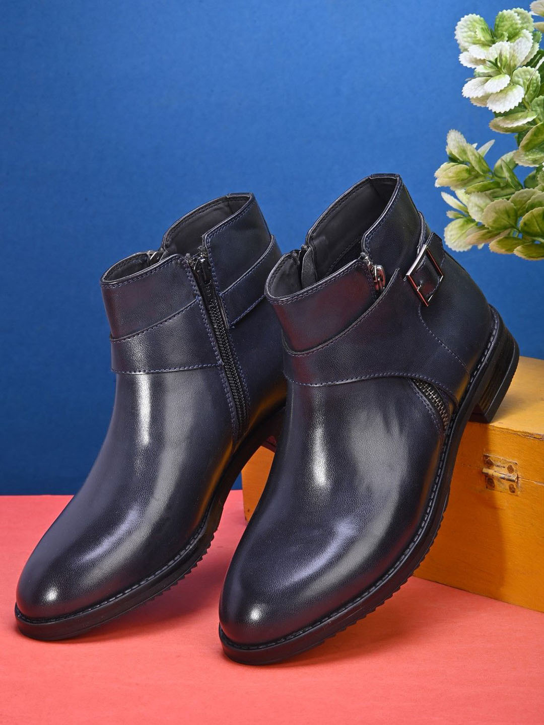 San Frissco Women Buckle Detail Chelsea Ankle Boots