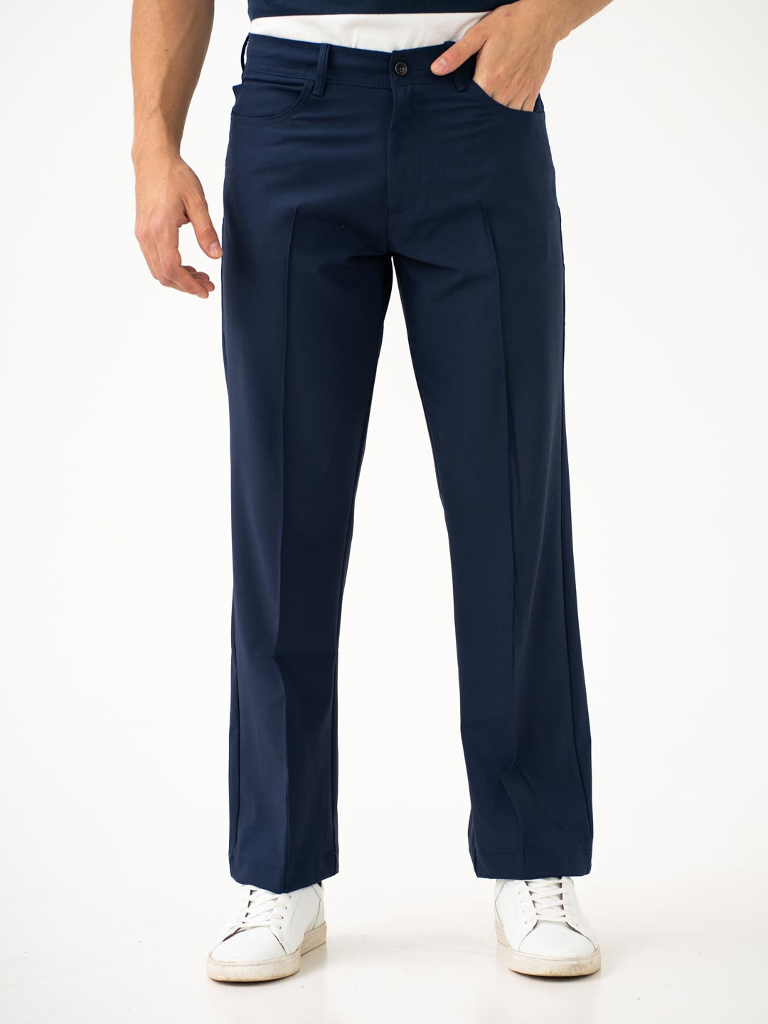 The Pant Project Men Heaven Navy Korean Relaxed-Fit Pintuck Pants with Drawstring