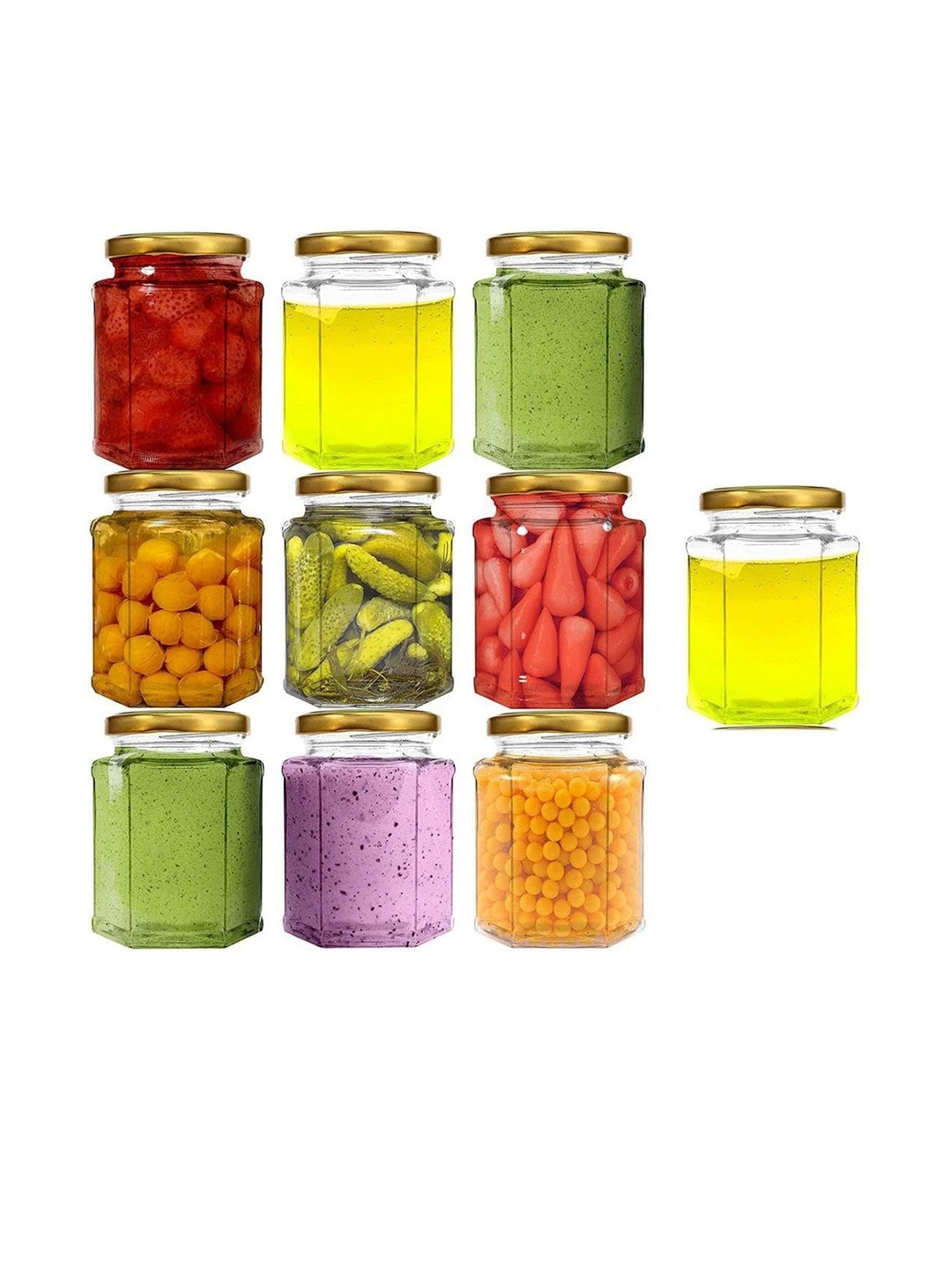 1ST TIME Transparent 10 Pieces Round Shape Dishwasher Safe Jars - 200 ml