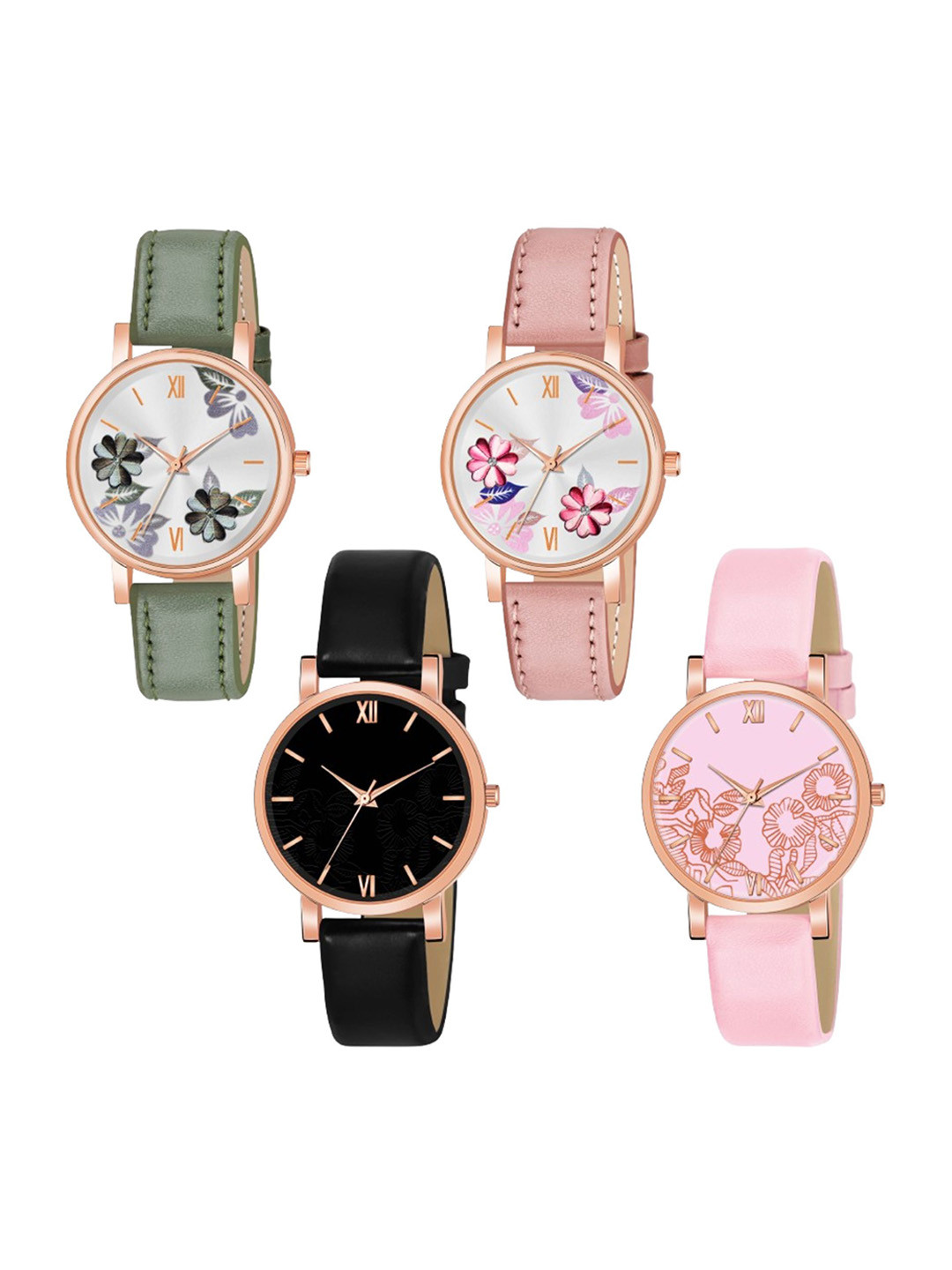 THE SHOPOHOLIC Women Pack of 4 Round Dial Analogue Watch K-GRP-R-BBP