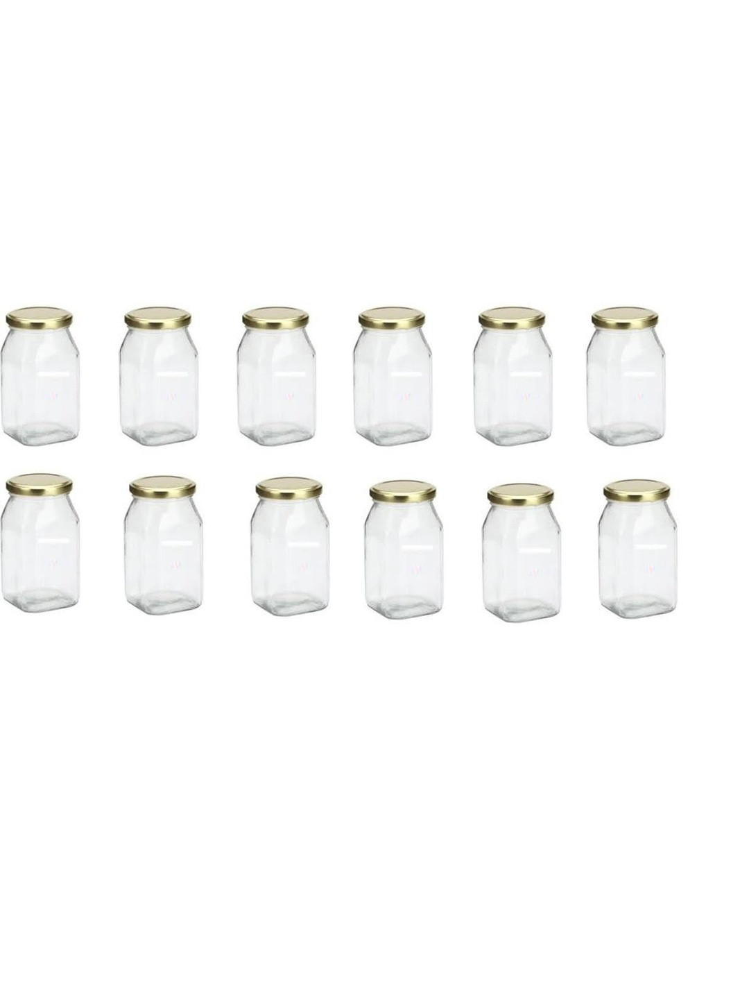1ST TIME Transparent 12 Pieces Glass Dishwasher Safe Jar Containers-400 ml Each