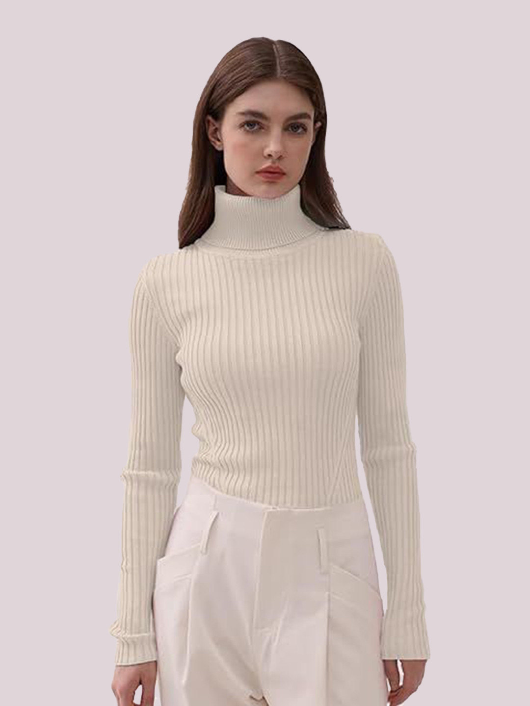 Y.P. Women Striped High Neck Dry Fit Sweatshirt