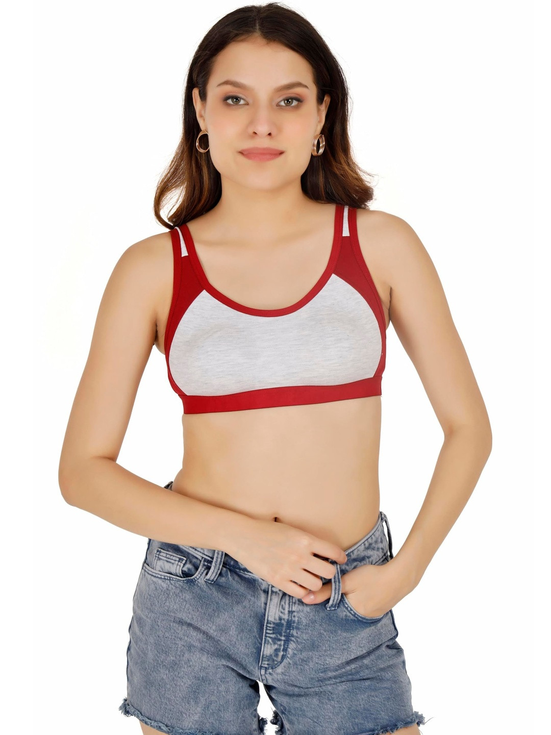 FEMULA Women Maroon Stretch Cotton Sports Vest Gym Bra