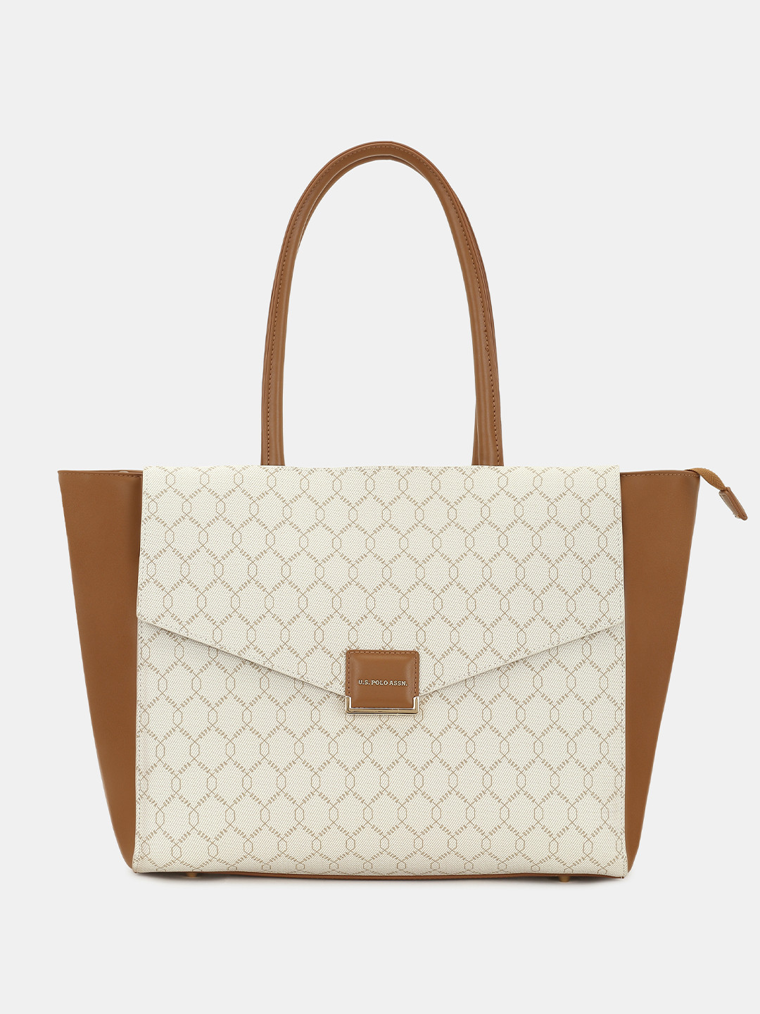 U.S. Polo Assn. Women Belle Beige monogram Statement Tote Bag
