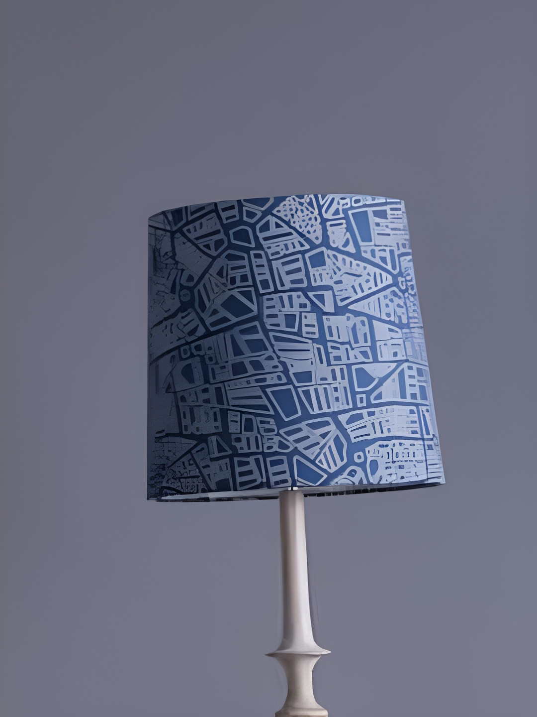 FREEDOM TREE Back Bay Blue & White Printed Cylinder Shaped Floor Lamp