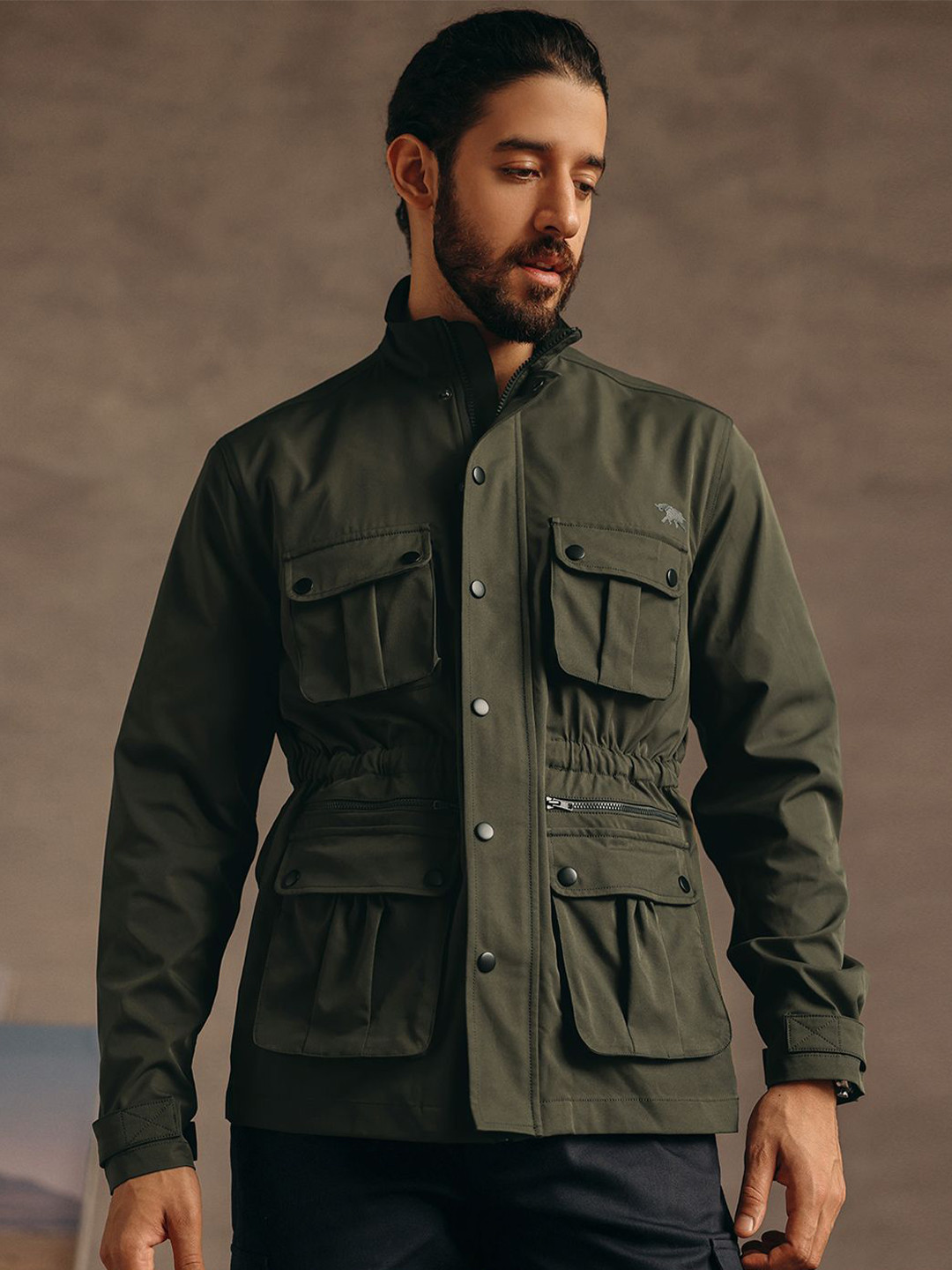 Andamen Escape Men Stand Collar Pocket Detail Fit Jacket