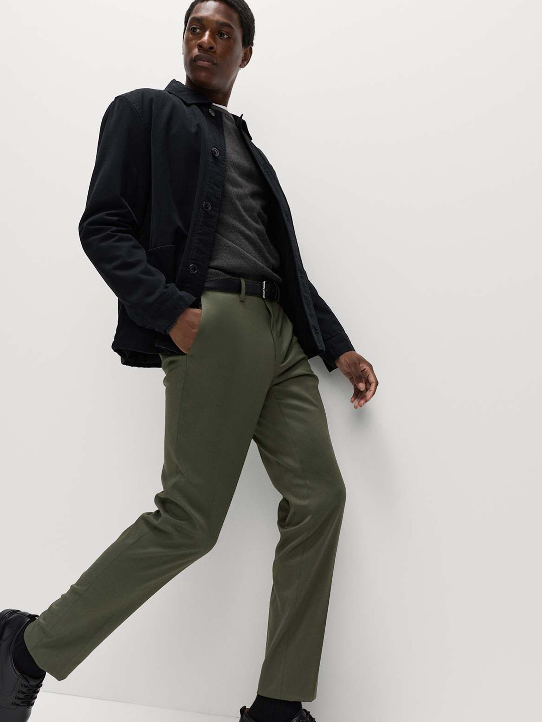 Marks & Spencer Men Smart Slim Fit Mid-Rise Stretch Formal Trousers