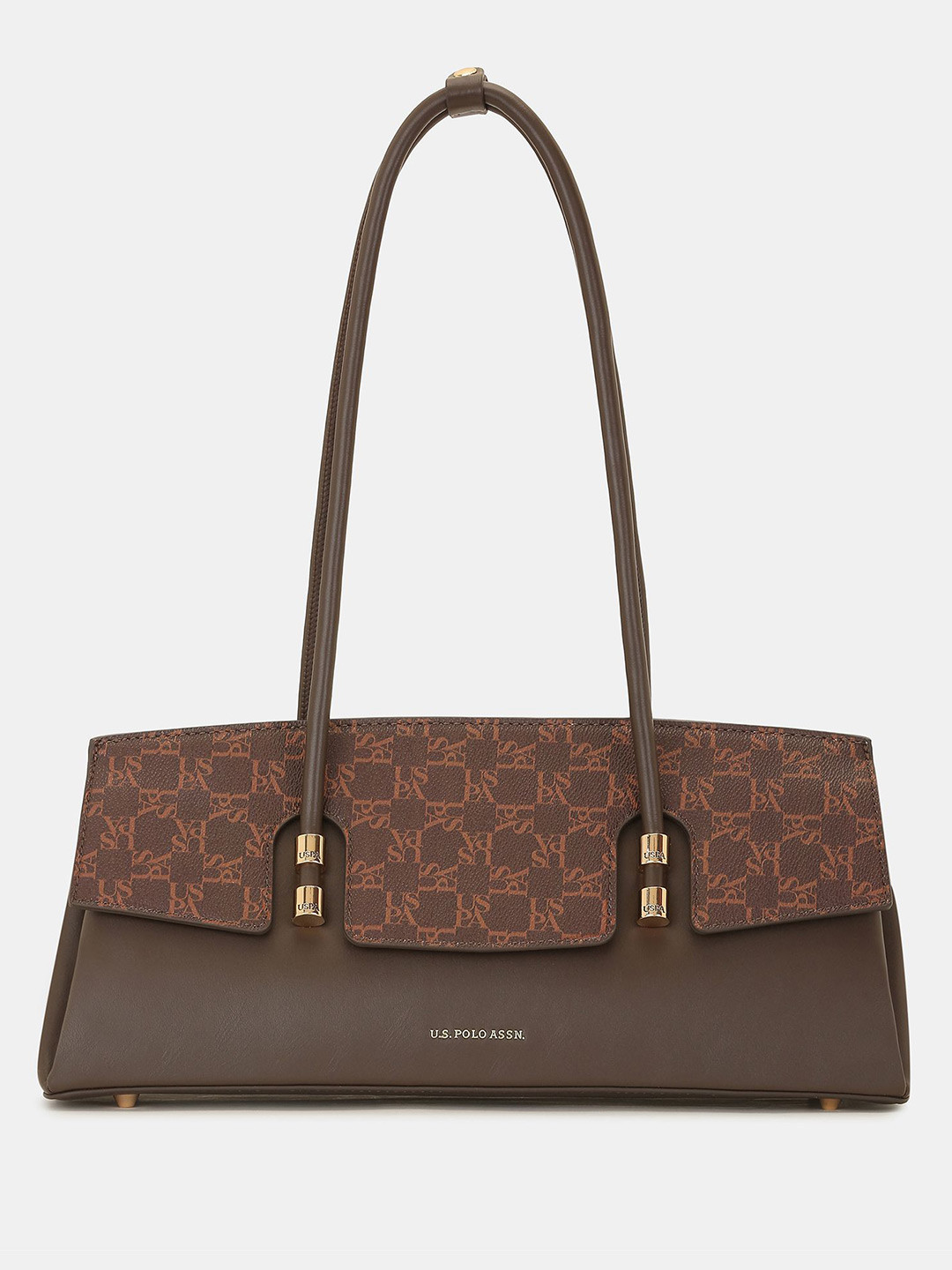 U.S. Polo Assn. Women Bambi Brown Shoulder Bag with East-West Silhouette