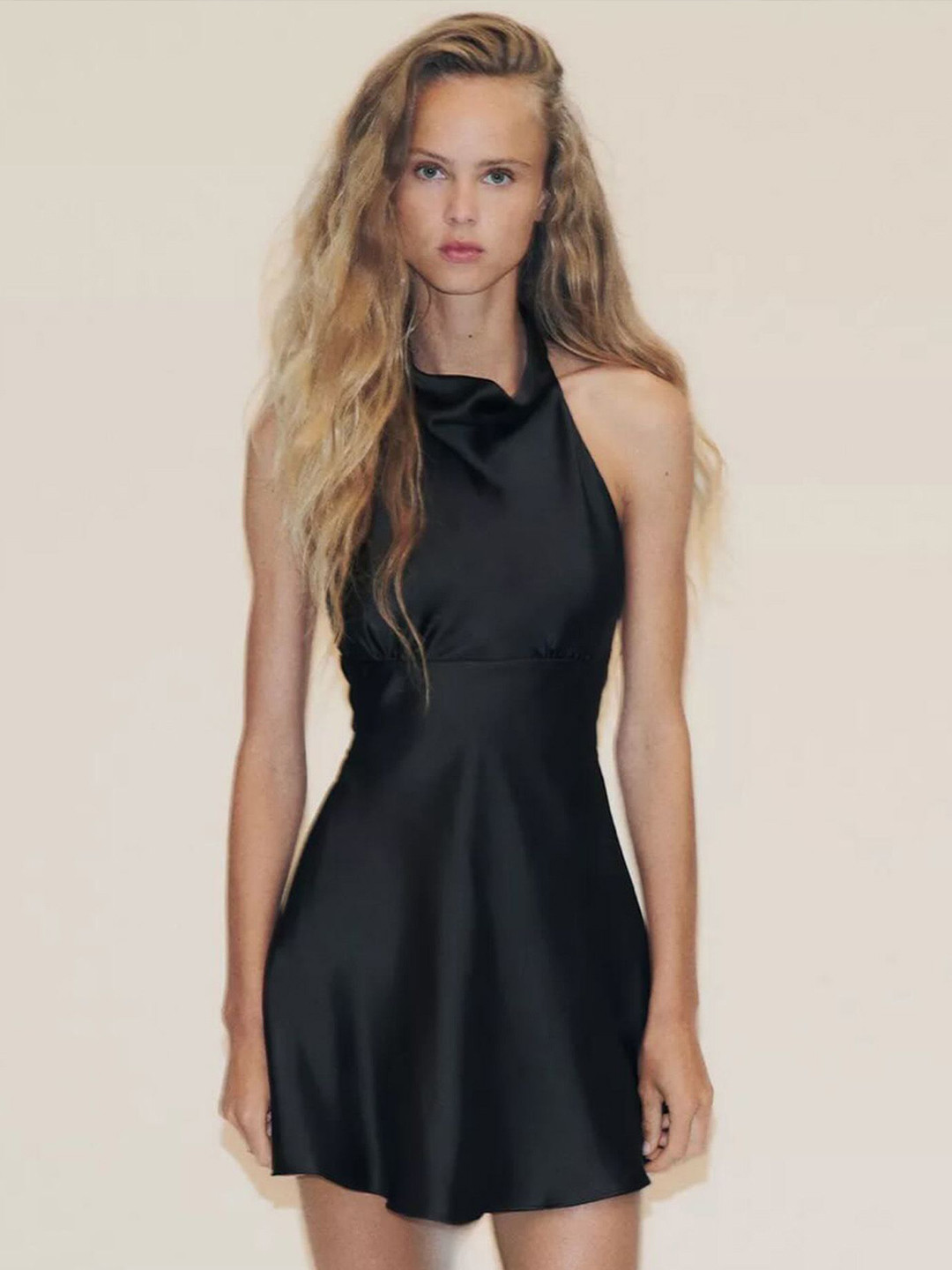 LULU & SKY Women Tie-Ups Backless Halter Neck Mini Dress