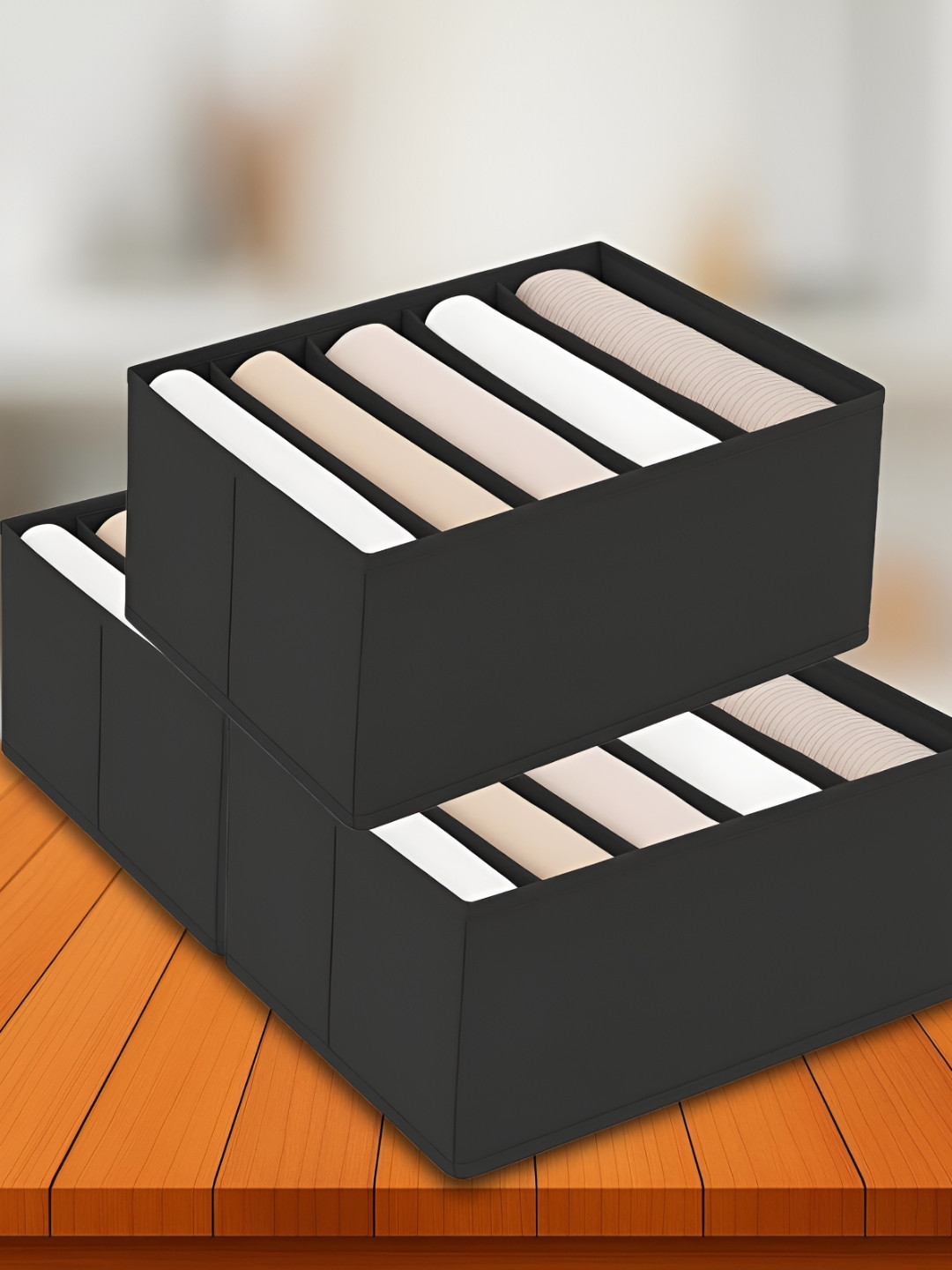 JD FRESH Black 3 Pieces Drawer Organisers