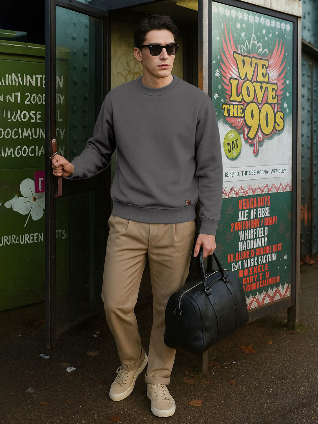 FTX Men Solid Round Neck Full Sleeves Pullover Sweatshirts Both Side Pocket With Zipper