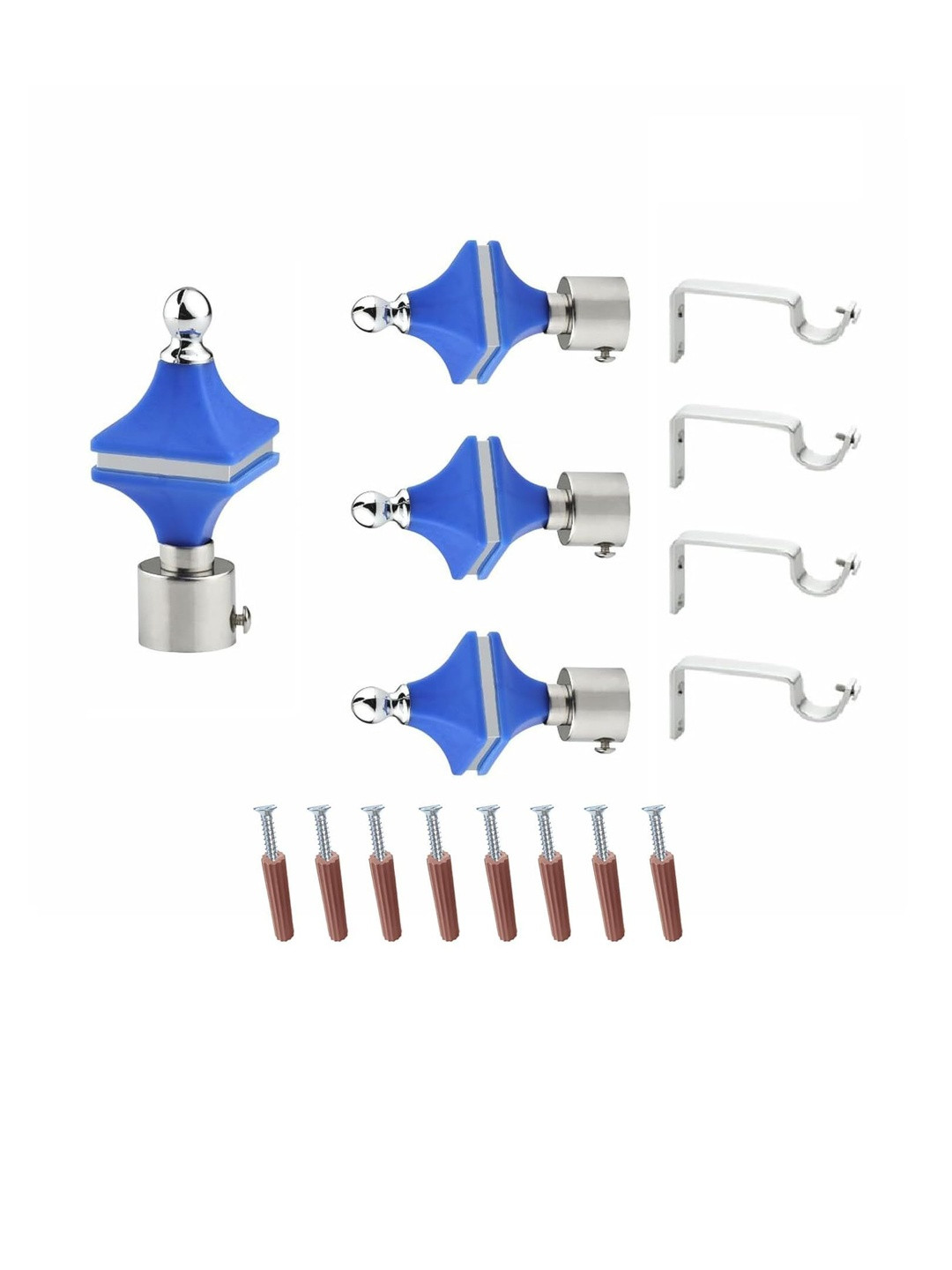 GLOXY Pair Of 2 Hexa Shape Stainless Steel Brackets With Holder