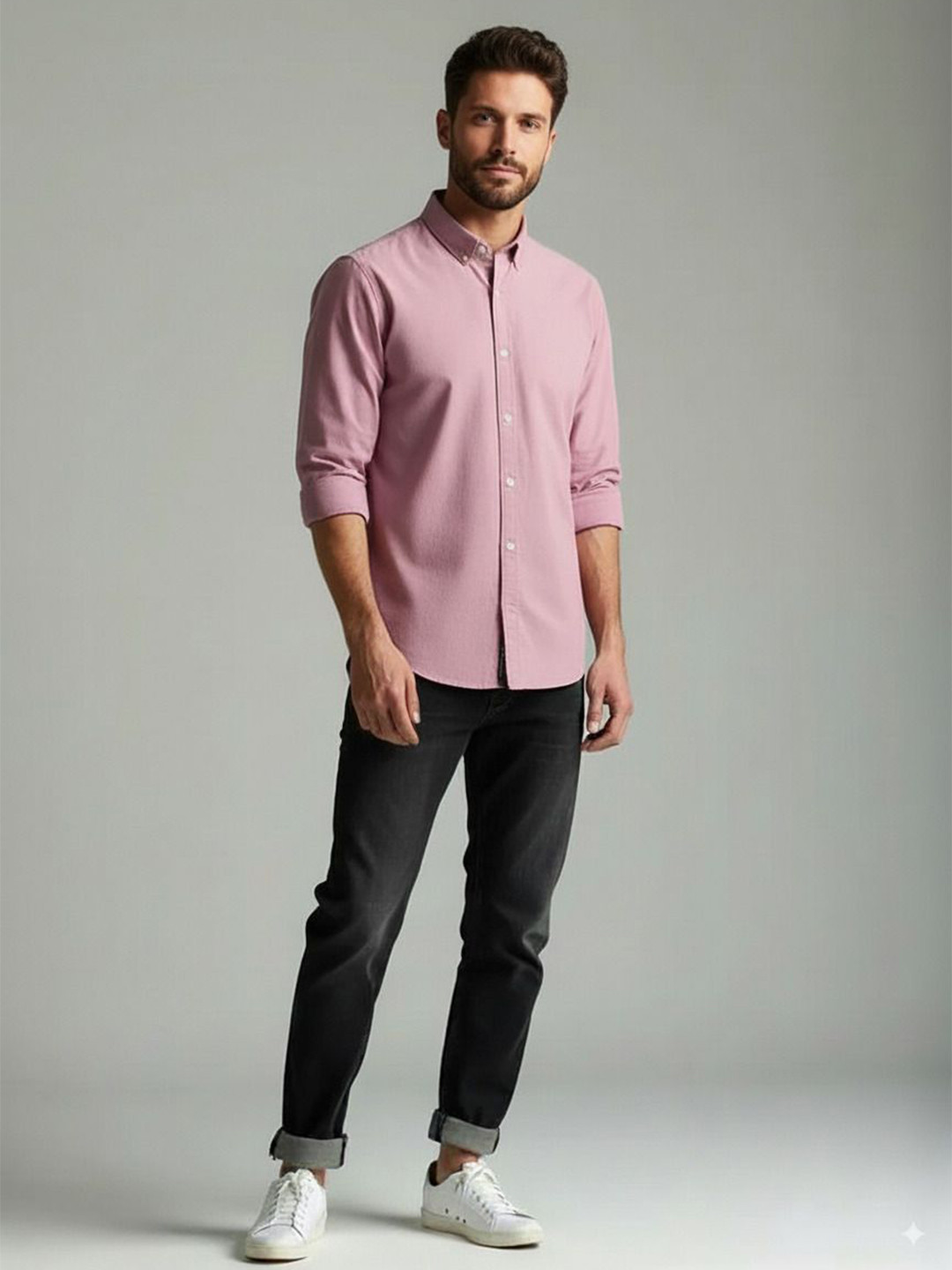 VEYTRO Men Solid Button-Down Collar Casual Regular Fit Shirt