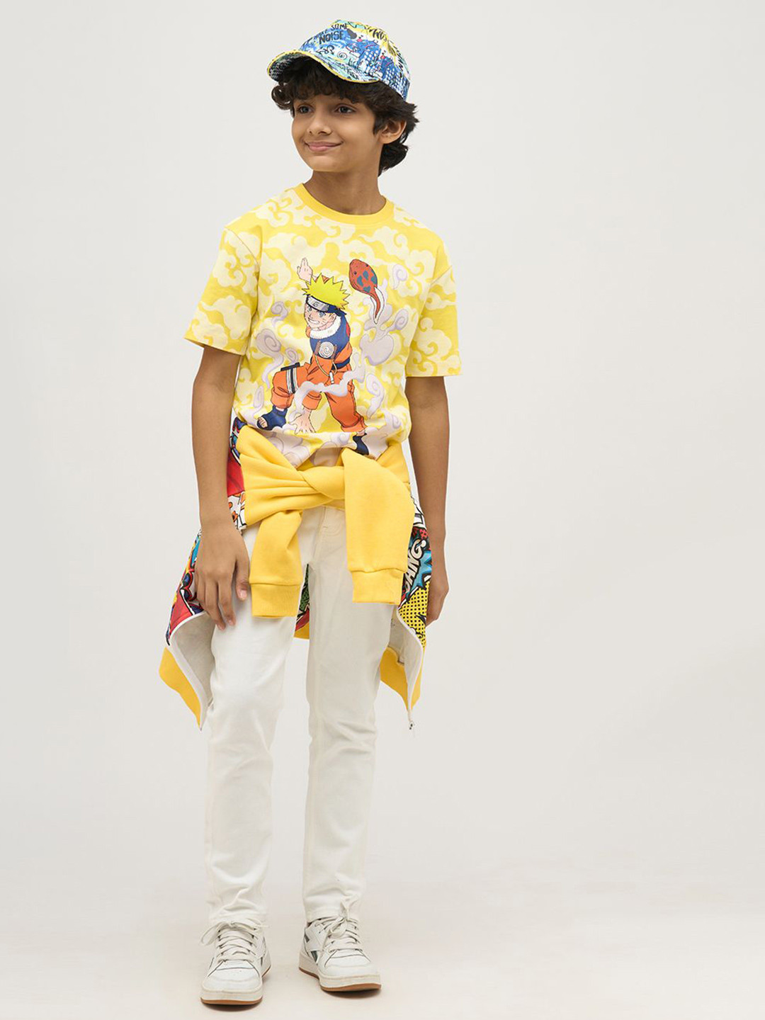 Jack & Jones Junior Boys Uzumaki Naruto Graphic Printed Cotton Oversized T-shirt