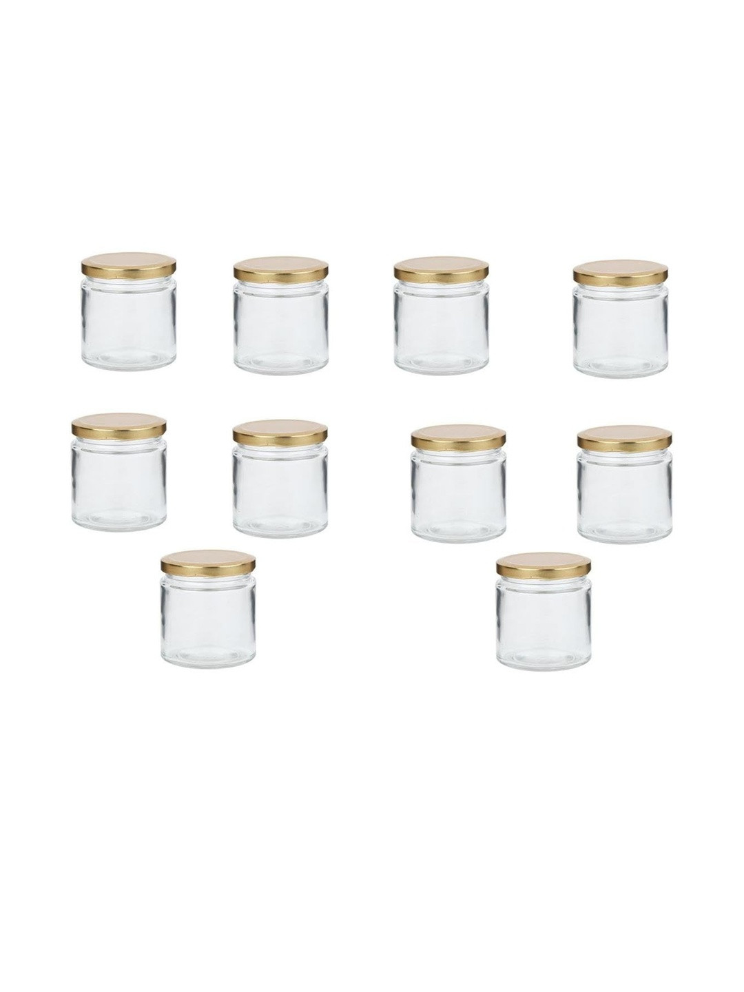 1ST TIME Transparent 10 Pieces Round Shape Dishwasher Safe Jars - 100 ml