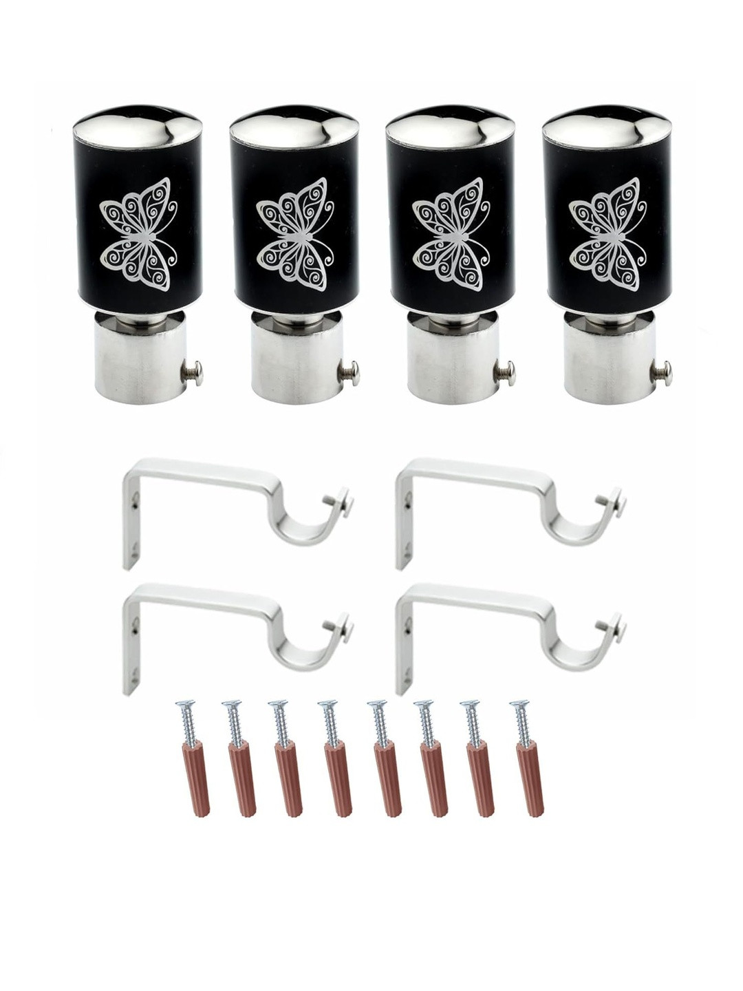 GLOXY Stainless Steel Butterfly Print Curtain Brackets Parda Holders