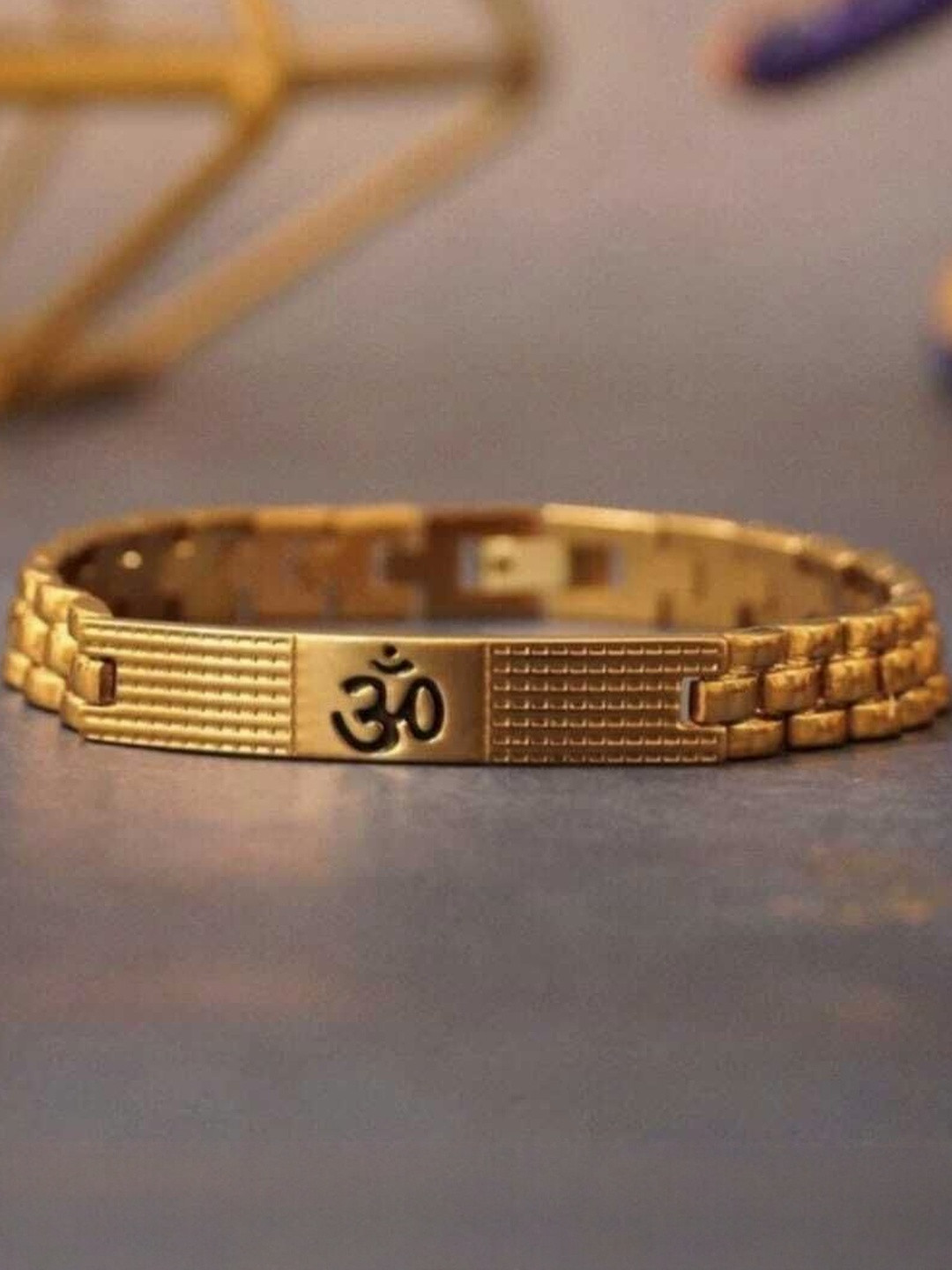 Divine souvenirs Gold Plated Spiritual Om Bracelet