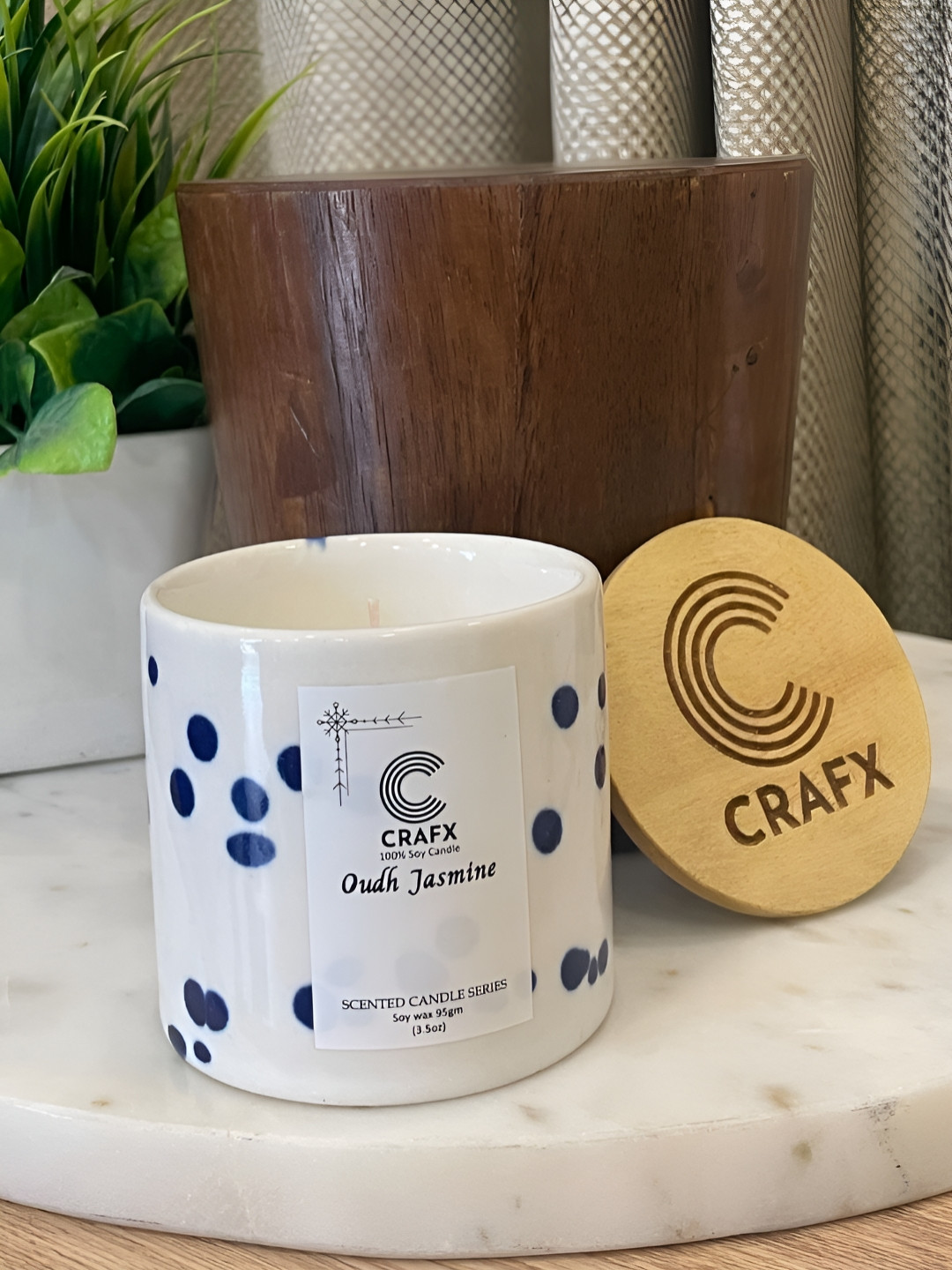 Crafx Yellow & Blue Jar Candle