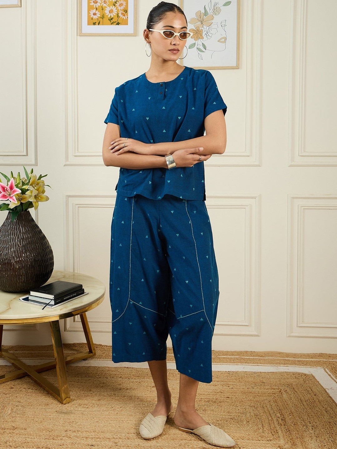 STADO Women Printed Top with Harem Pants