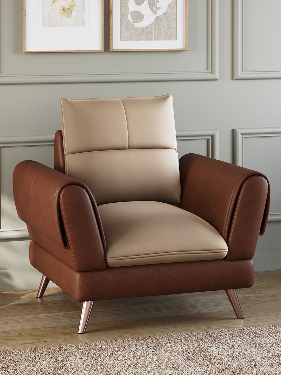 ARRA Leatherette 1 Seater Designer Sofa