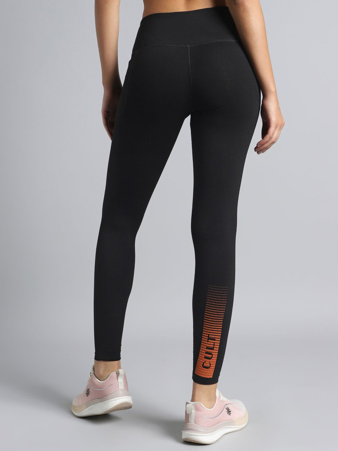 CULT Women Black Yoga Flow Cotton Graphic Tights