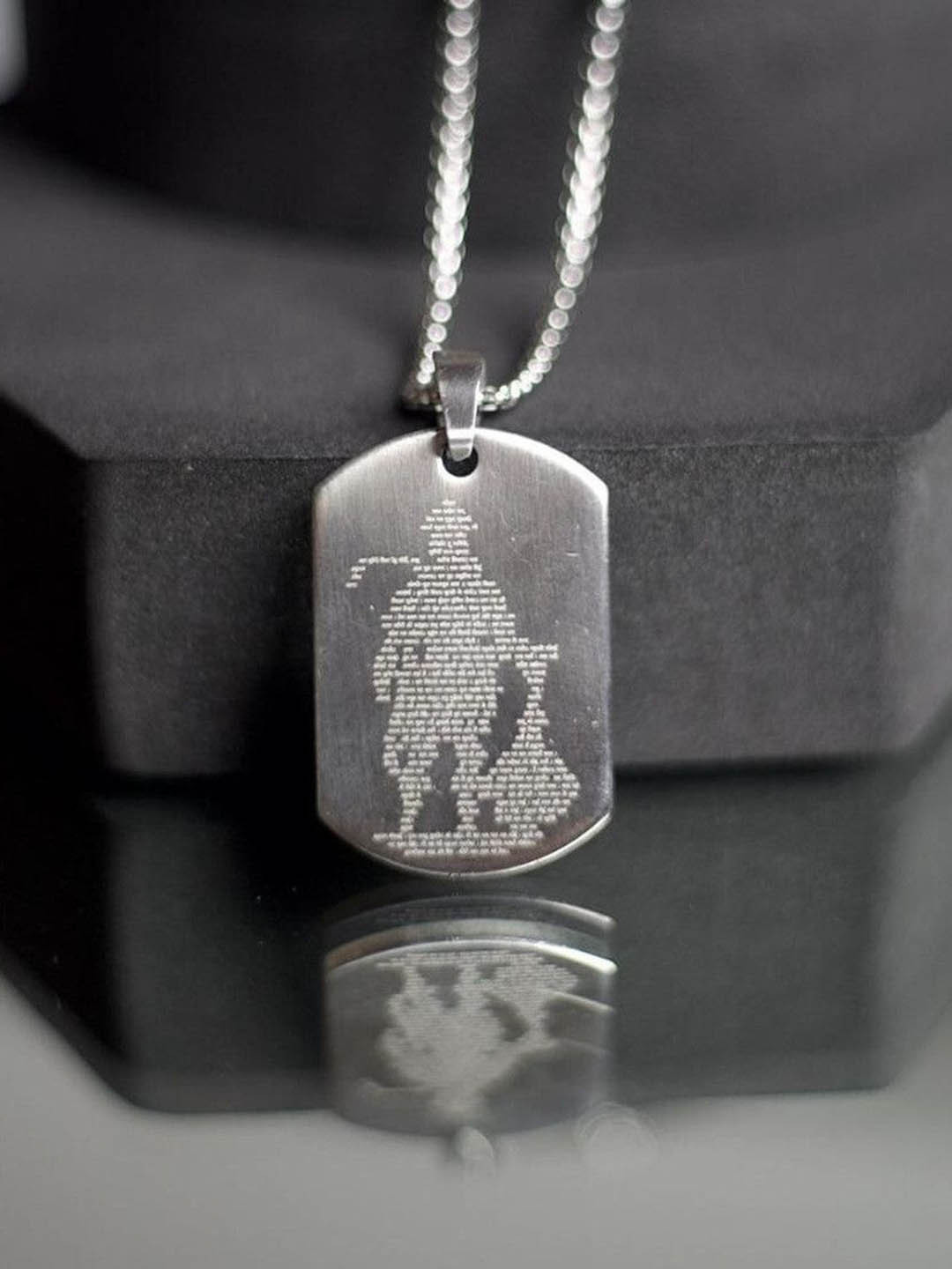 Tustrion Unisex Silver-Plated Hanuman Ji Geometric Pendant With Chain