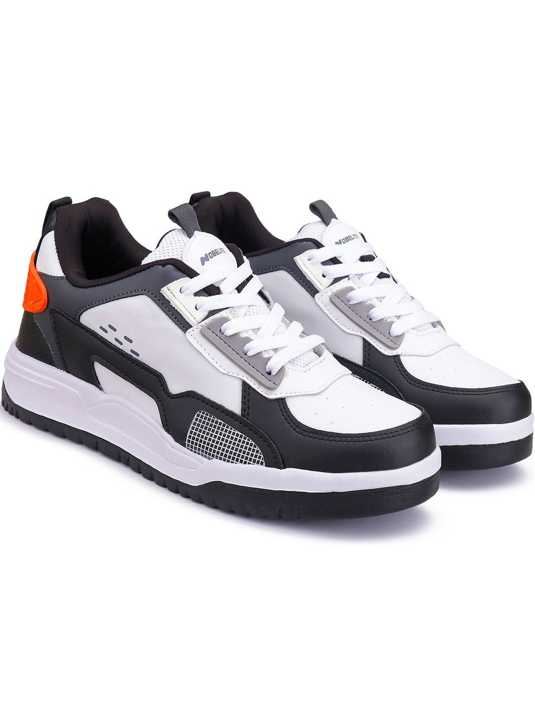NOBELITE Men White & Black Latest Stylish Lace-Ups Comfortable Casual Shoes