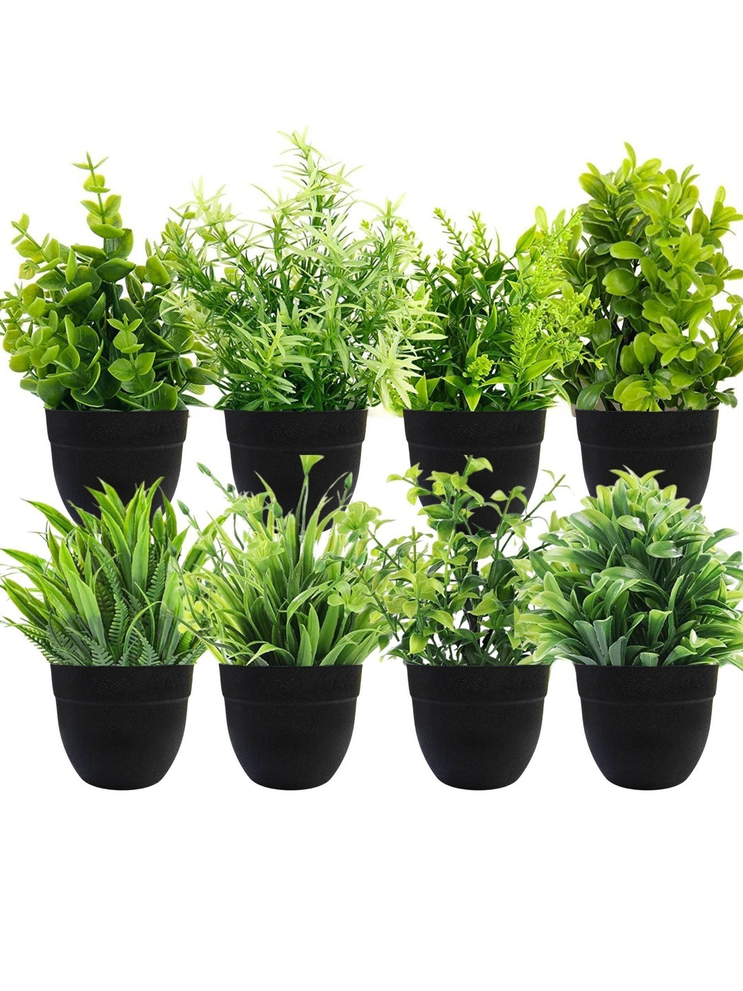 Dekorly Black Plastic Fern Artificial Flowers & Plants With Pot