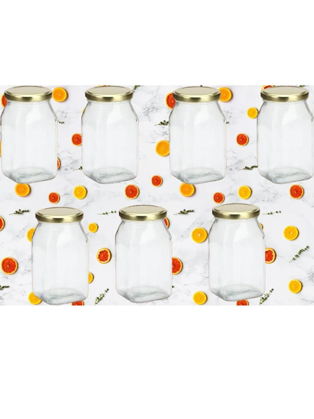 1ST TIME Transparent 7 Pieces Round Shape Dishwasher Safe Jars - 400 ml