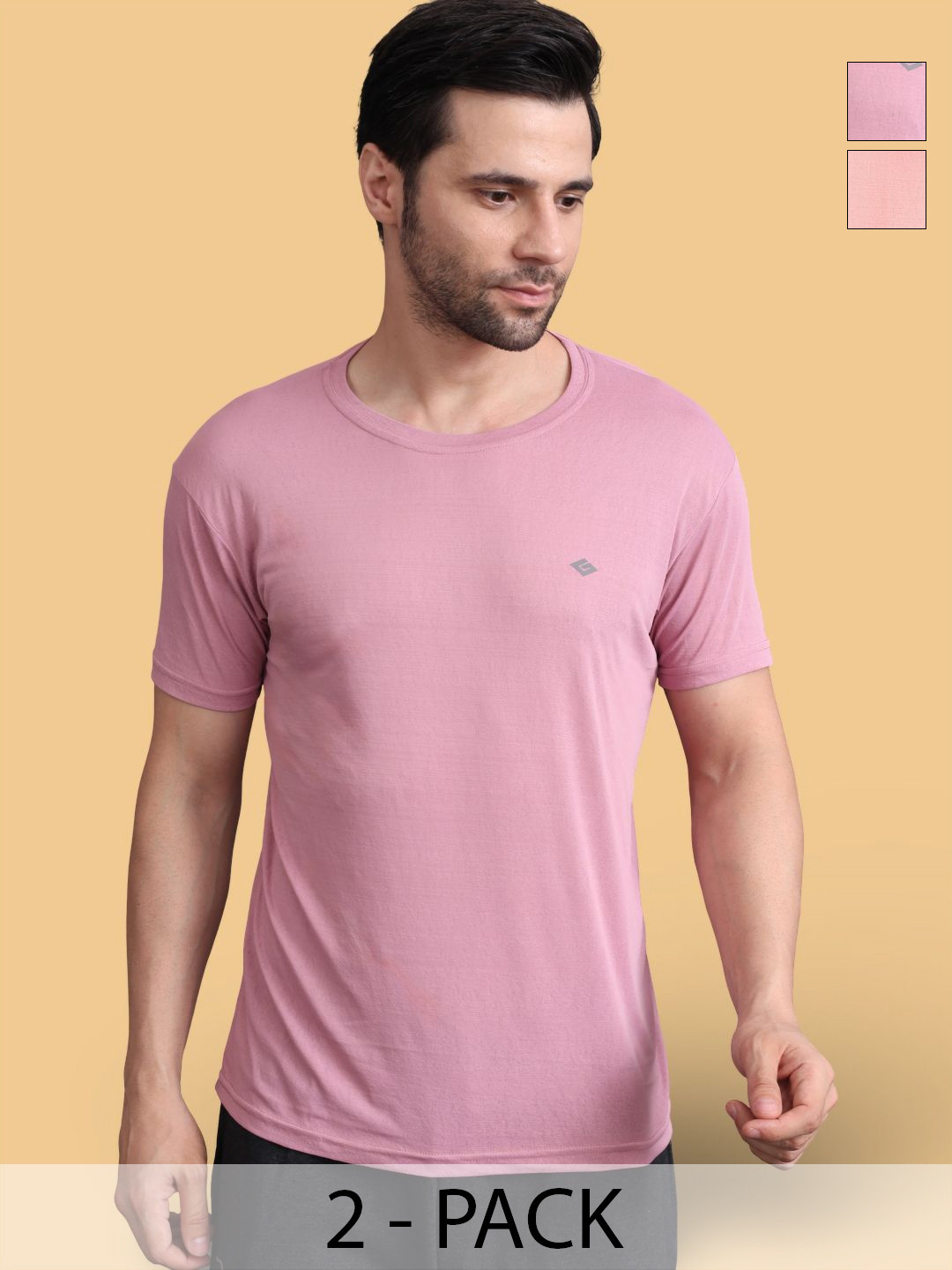 Jinfo Pack Of 2 Brand Logo Printed T-shirts