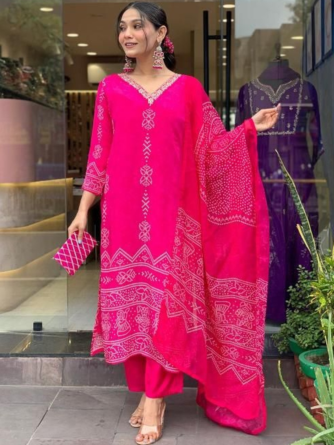 Milvia Women Ethnic Motifs Printed Regular Silk Crepe Kurta with Trousers & Dupatta