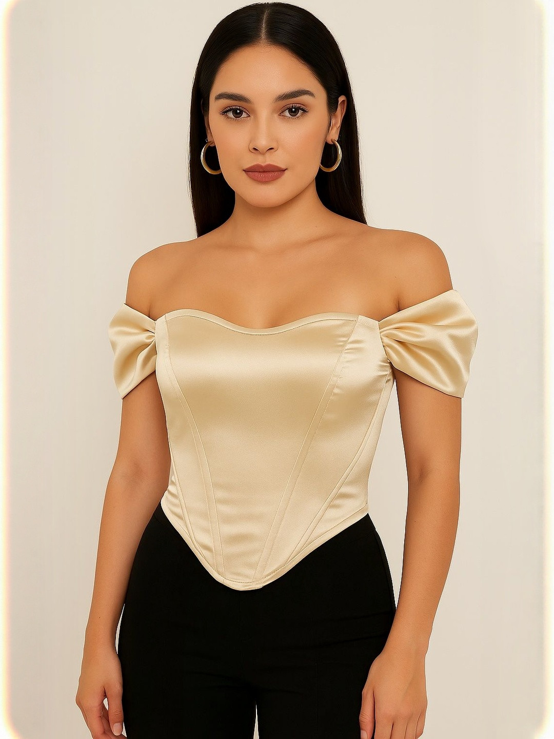 Purple Haze Women Solid Off-Shoulder Corset Top