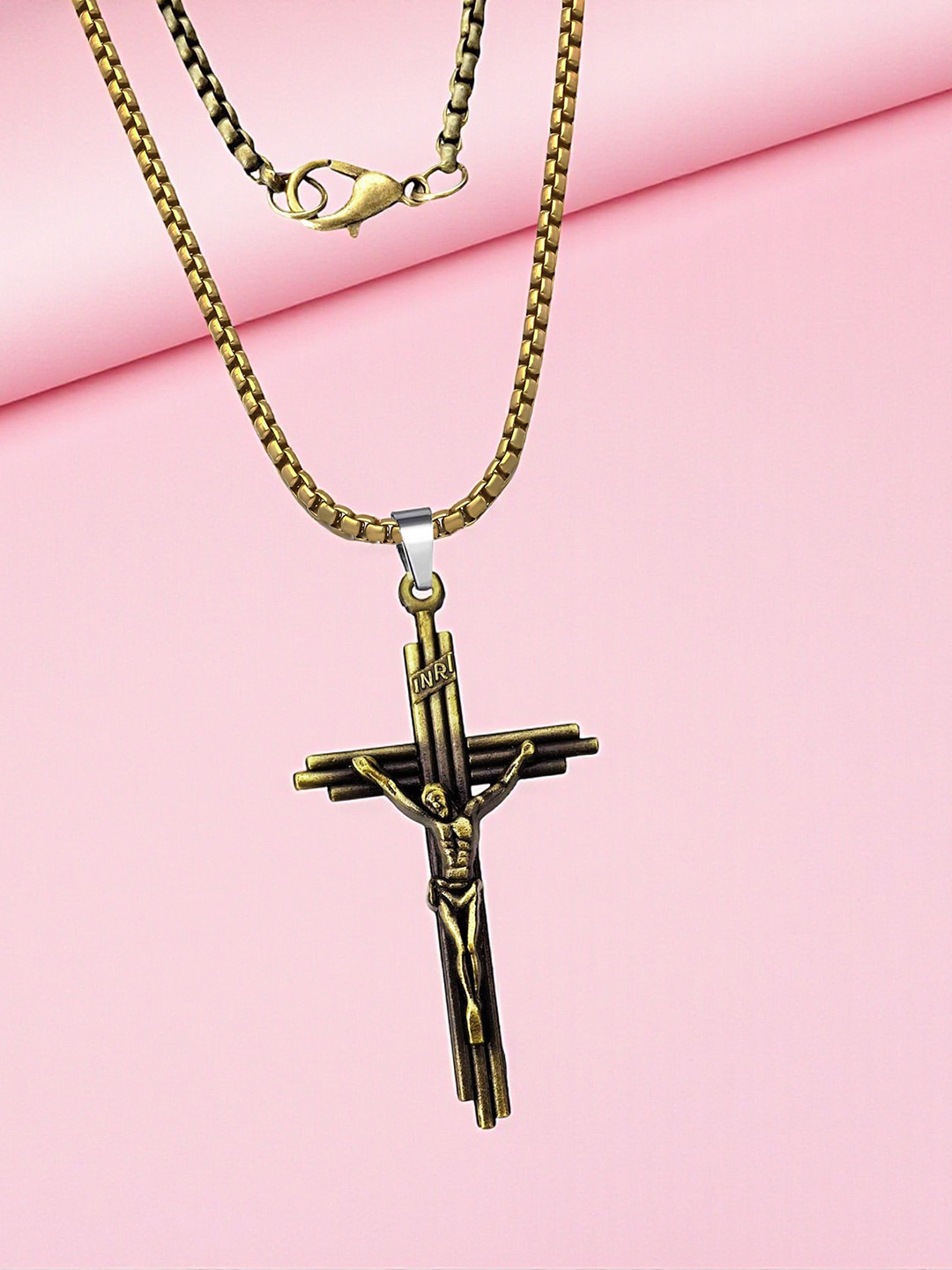 THE MEN GIFT Jesus Crucifix Cross Contemporary Shaped Pendant with Chain