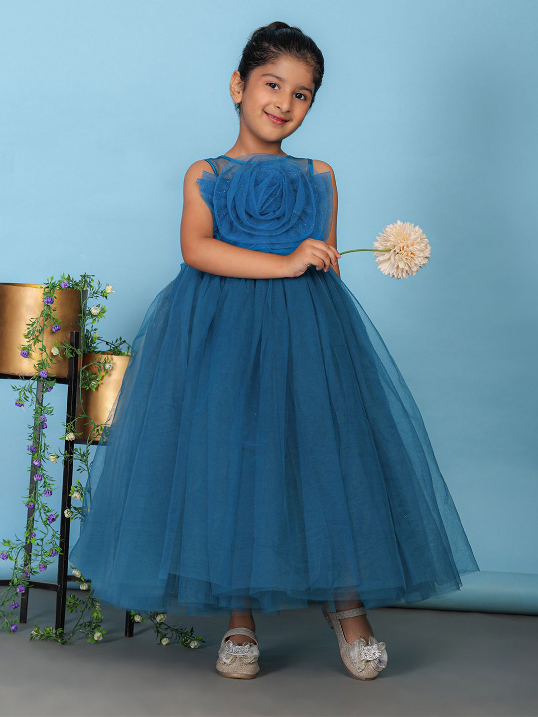 Toy Balloon kids Fit & Flare Ruffles details Maxi  Party Dress