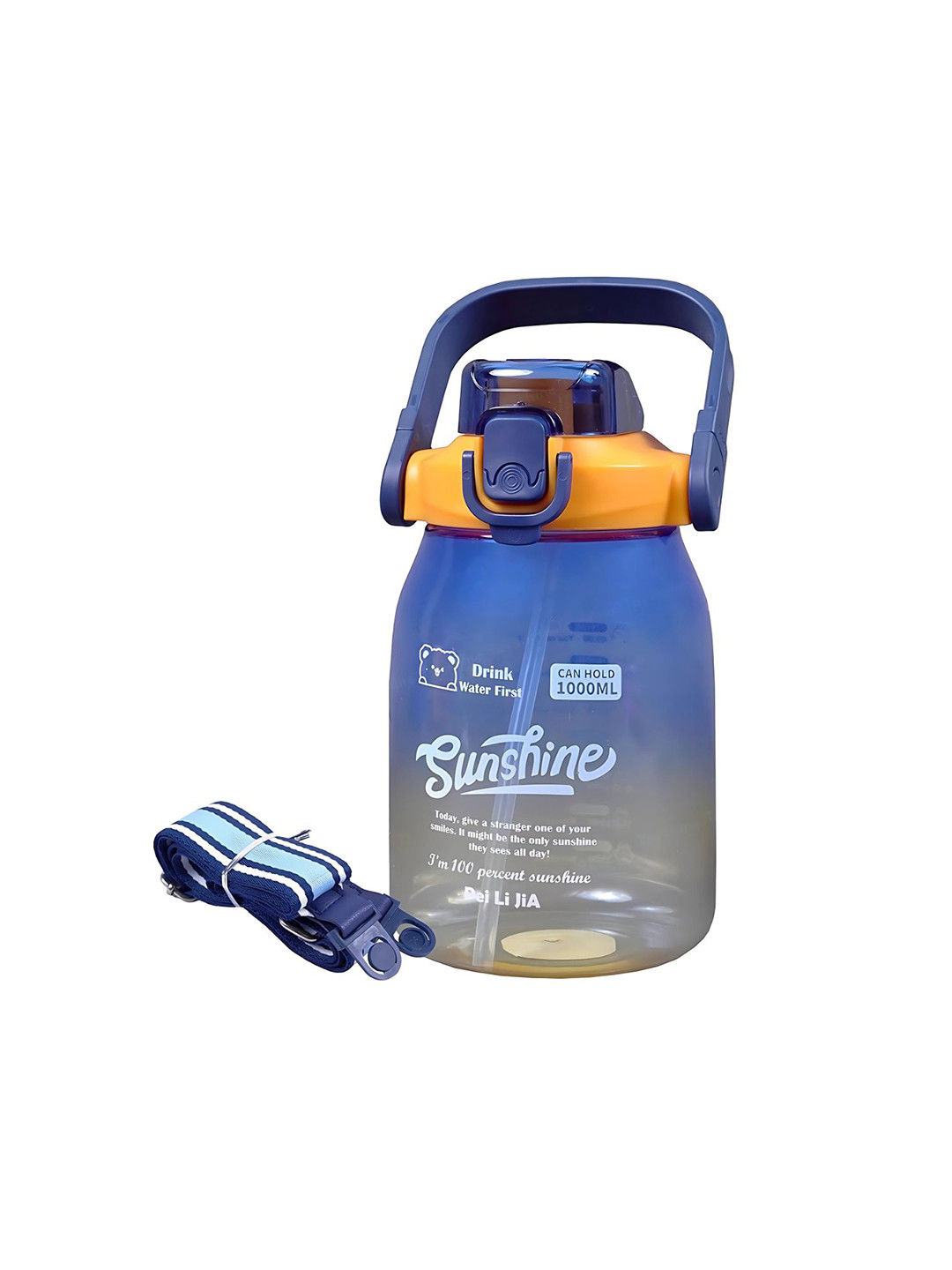 YK Blue Single Plastic Printed Water Bottle