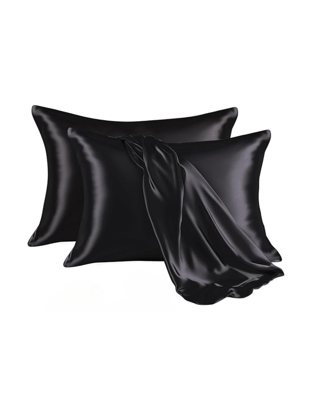 POORAK Black 2 Pieces Satin Rectangle Pillow Covers