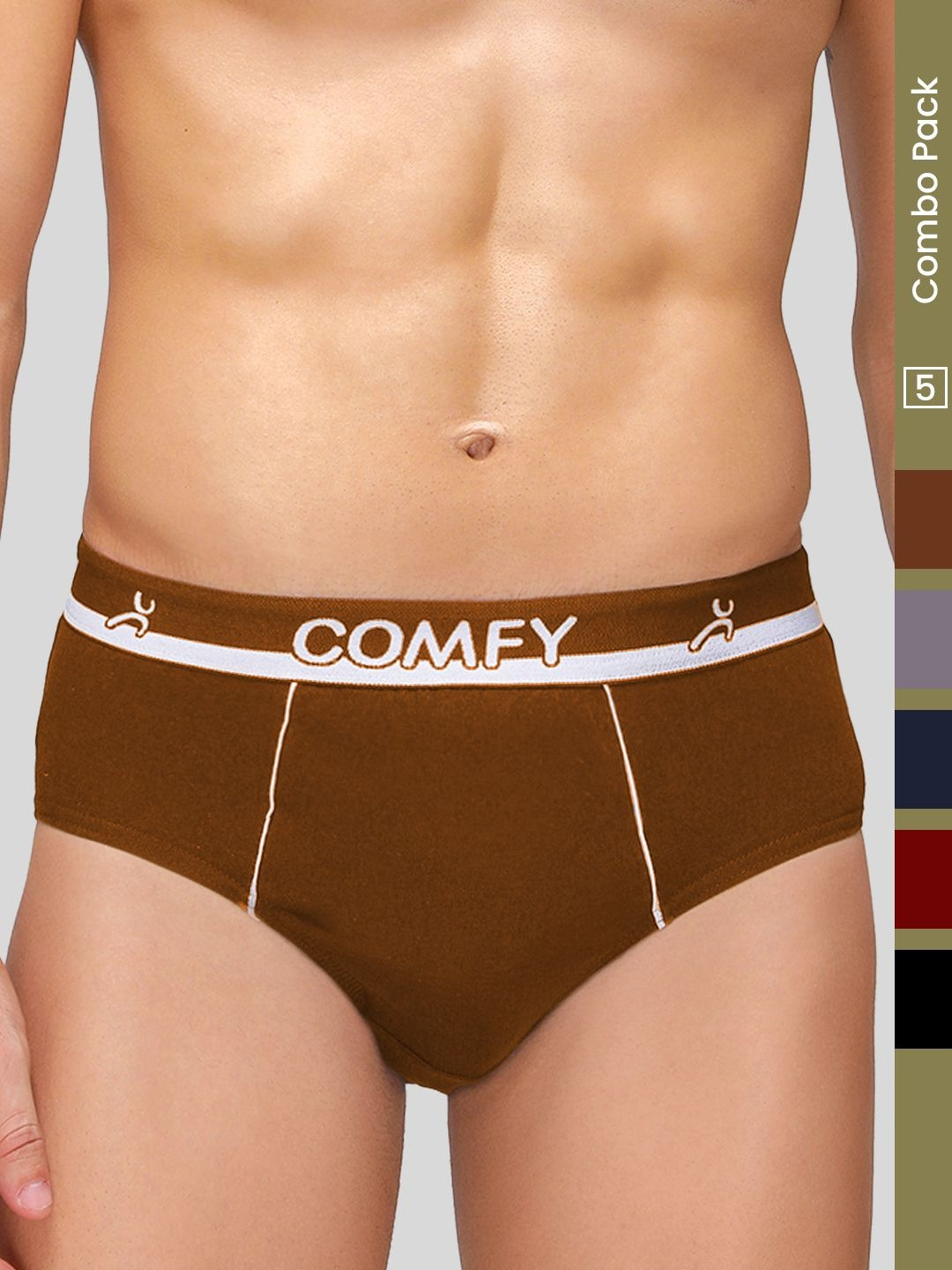 AMUL COMFY Men Pack Of 5 Plain Cotton Basic Briefs