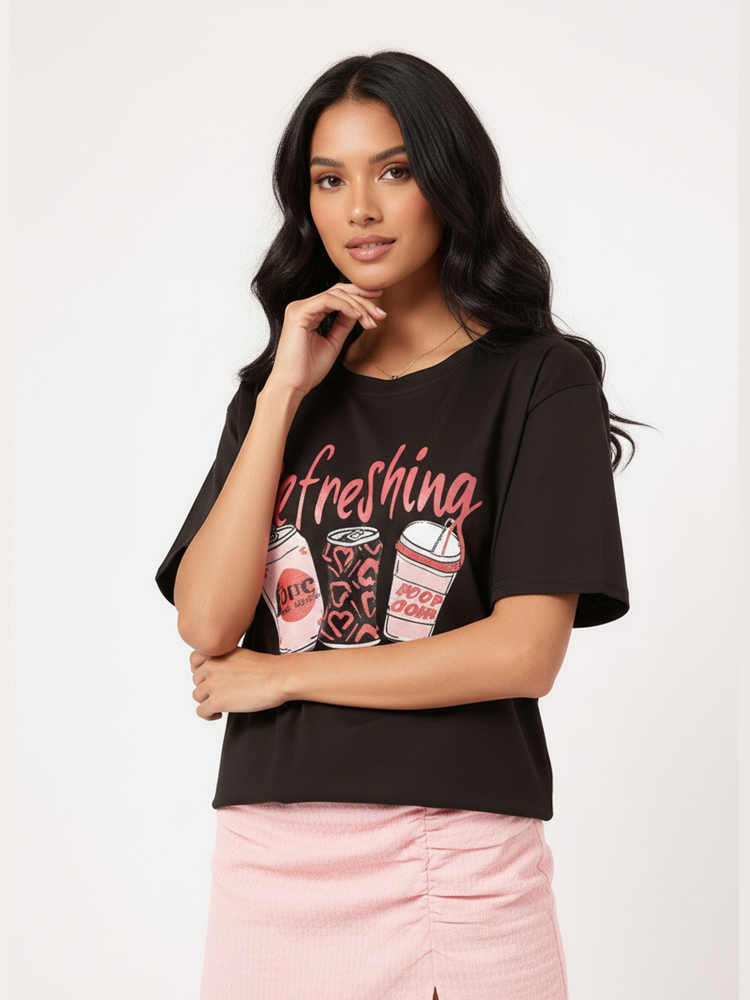 DressBerry Snug ComfyChic Conversational Printed Relax Tee