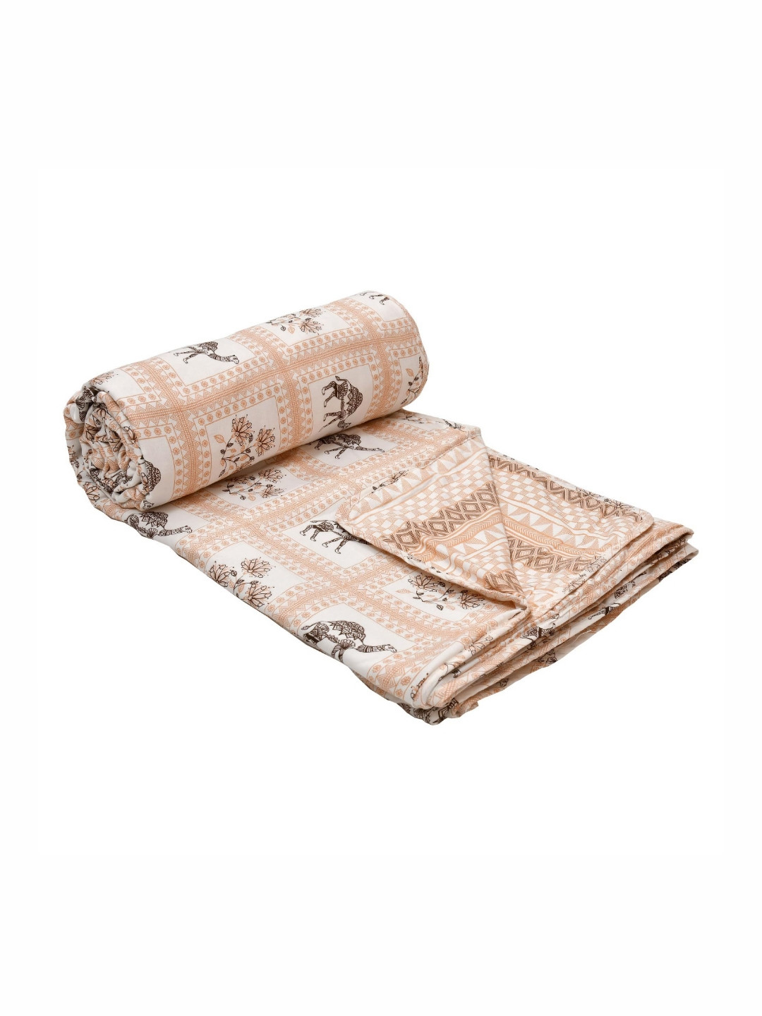 DecorativeDreams White & Orange Printed Cotton Summer 150 GSM Single Bed Blanket