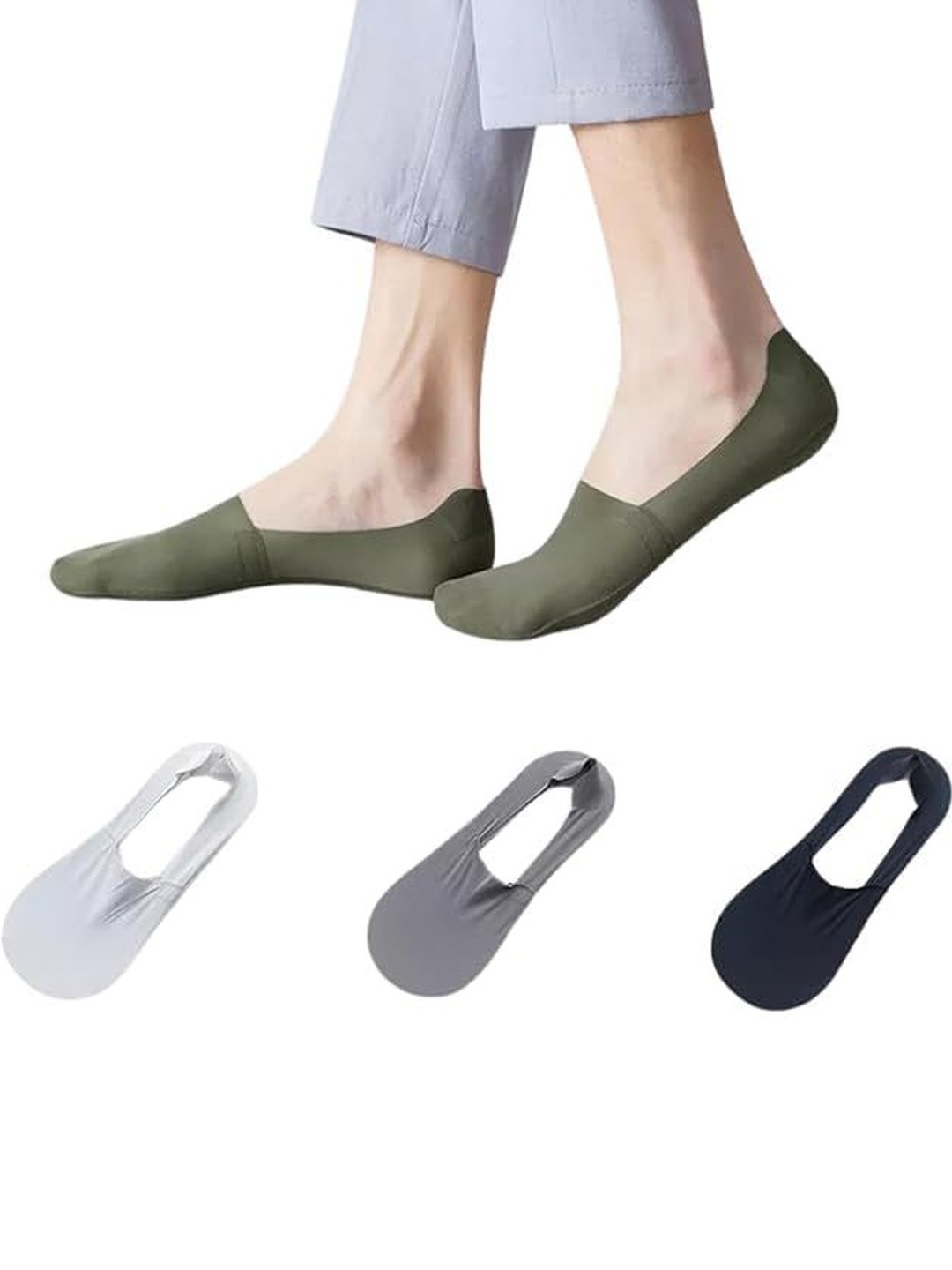 Eleg & Stilance Men Pack of 3 No Show Invisible Anti-Slip Grip Socks