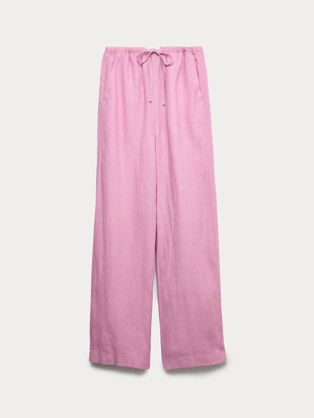 Marks & Spencer Women Pure Linen Drawstring Wide Leg Trousers