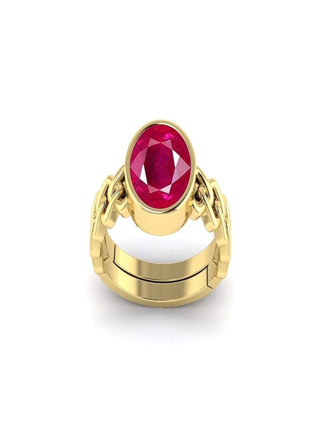 elitemart Men Rubi Stone Gold-Plated Brass Finger Ring