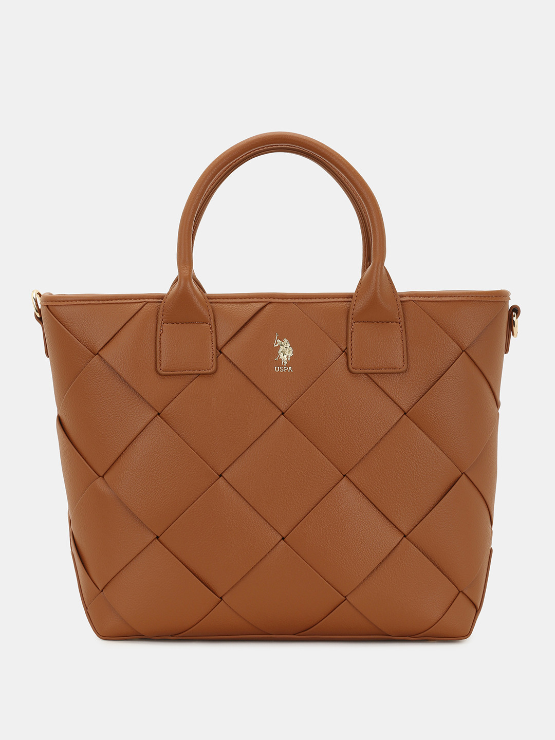 U.S. Polo Assn. Women Bayla Tan Textured Tote Bag with Detachable Sling