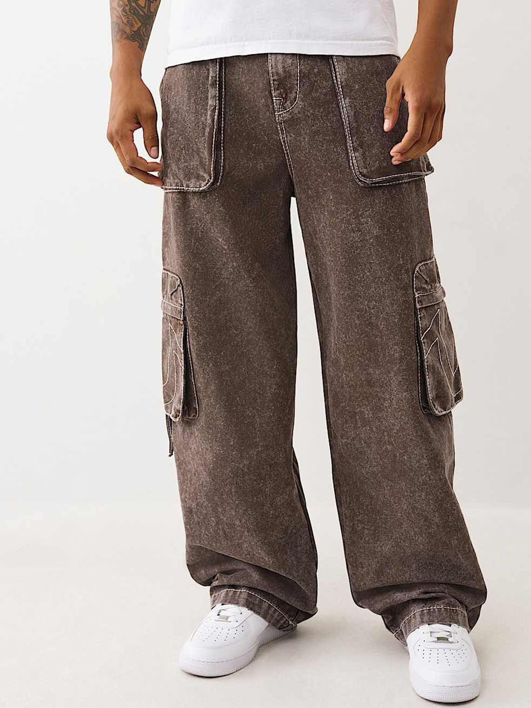 True Religion Men Mid-Rise Regular Fit Easy Wash Cargo Trousers