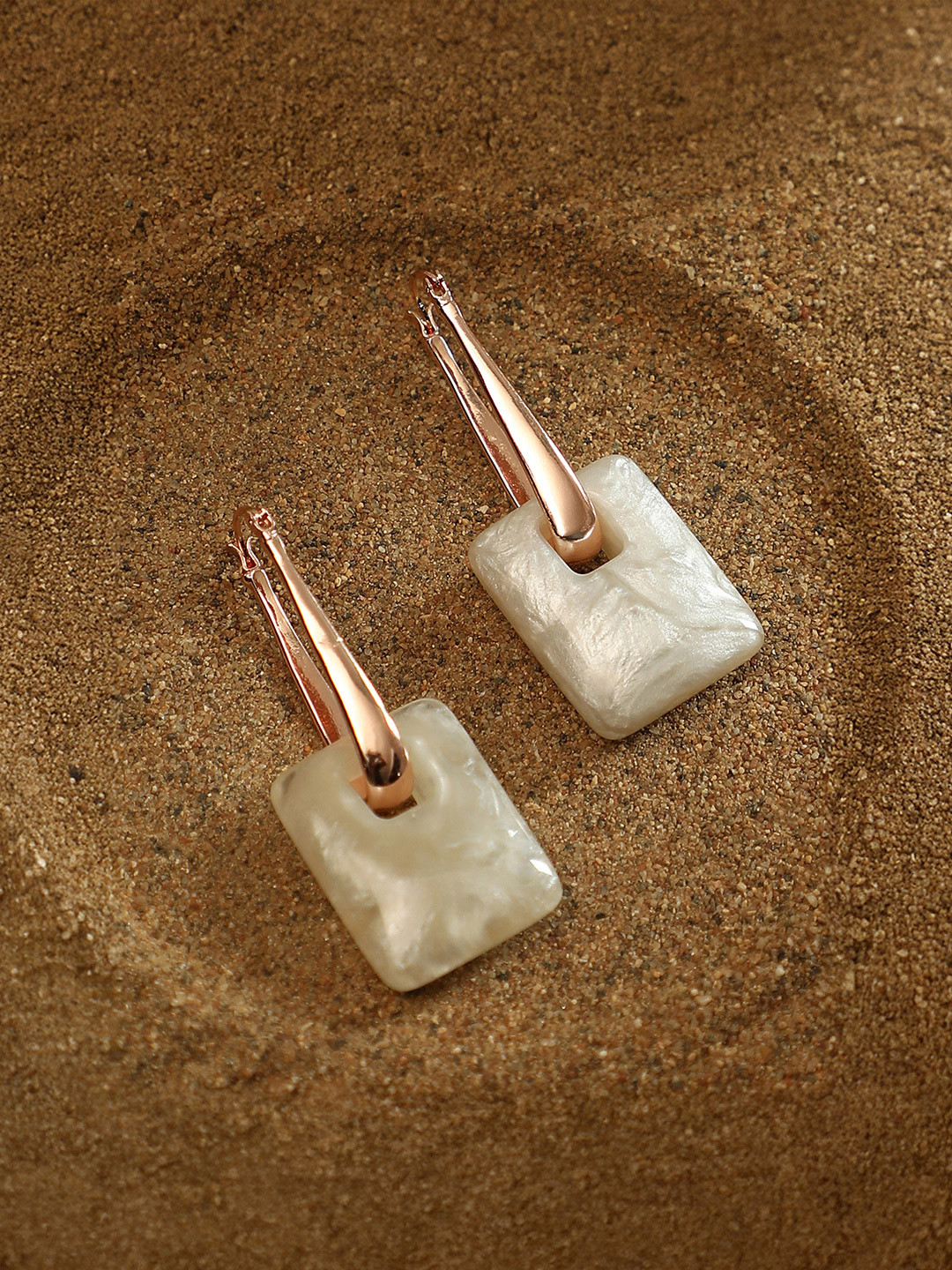 SOHI Rose Gold-Plated Puffer-Glaze Hoop Earrings