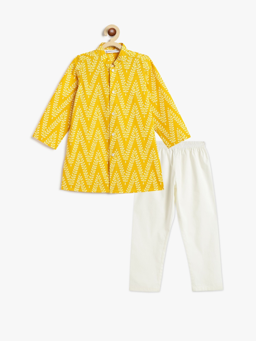Campana Boys Floral Printed Pure Cotton Kurta With Pyjamas