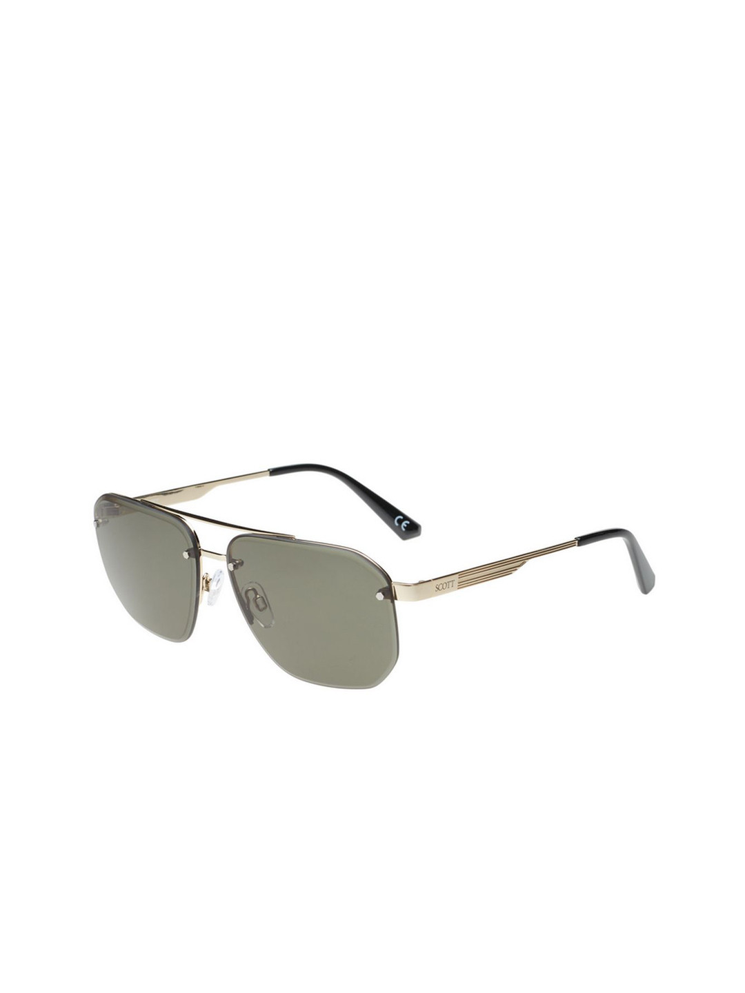 SCOTT Green Lens & Silver-Toned Full Rim Round Sunglasses