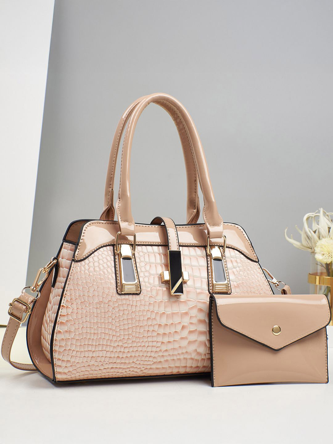 StyleCast Women Textured Two Handles Handheld Bag