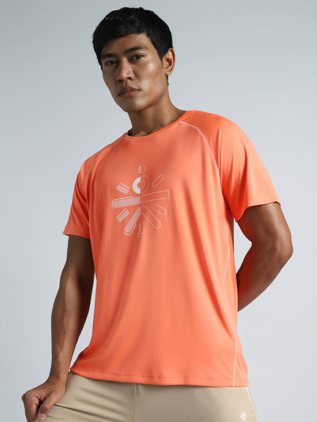 CULT Men Orange Branded Recycled Poly Performance T-shirt